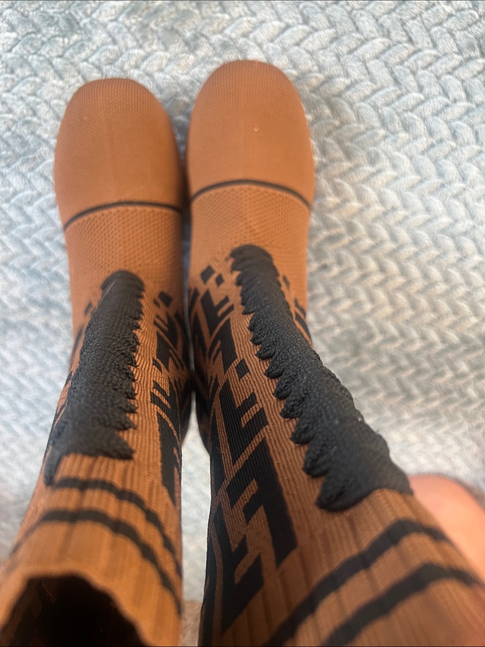 Fendi Brown and Black FF Monogram Knit Sock Boots - Picture 5 of 6